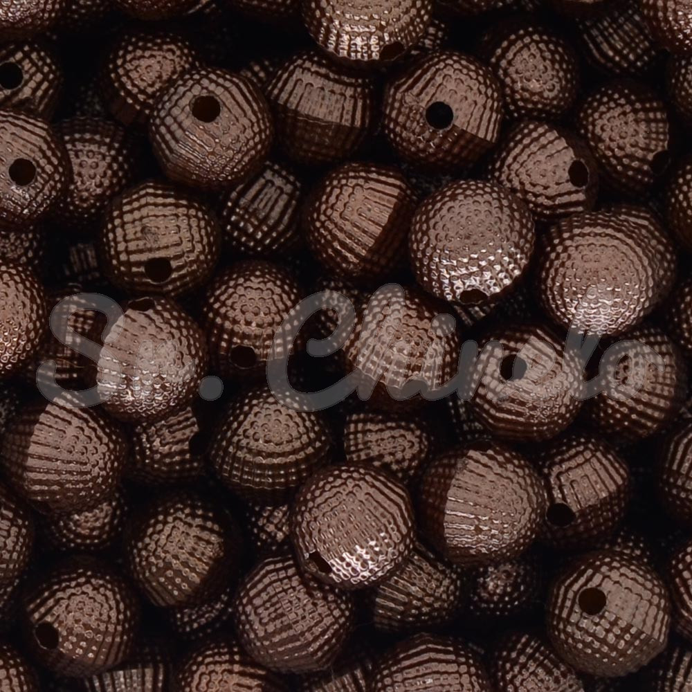 Pérola Craquelada, 10mm, Marrom Escuro