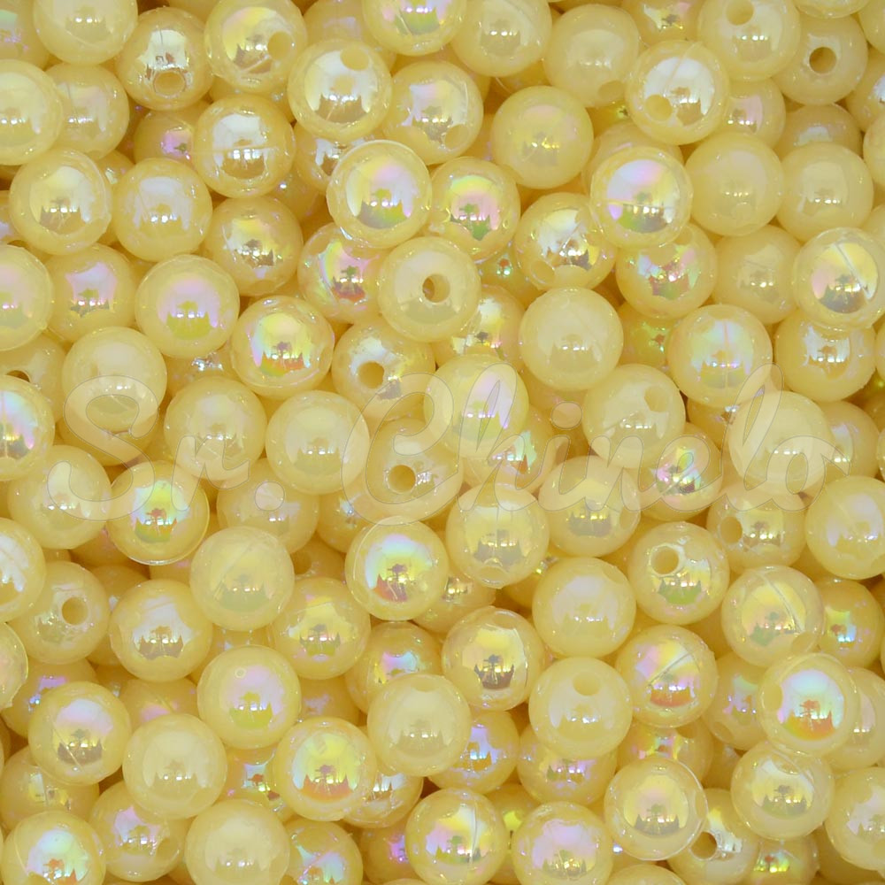 Pérola Irisada, 06mm, Amarelo Bebê