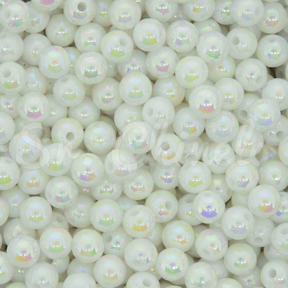 Pérola Irisada, 06mm, Branco