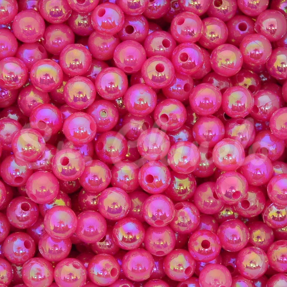 Pérola Irisada, 06mm, Rosa Choque