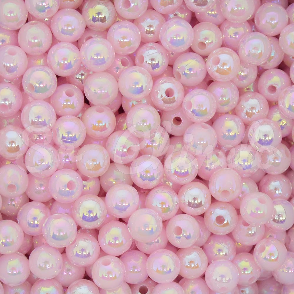 Pérola Irisada, 06mm, Rosa Bebê
