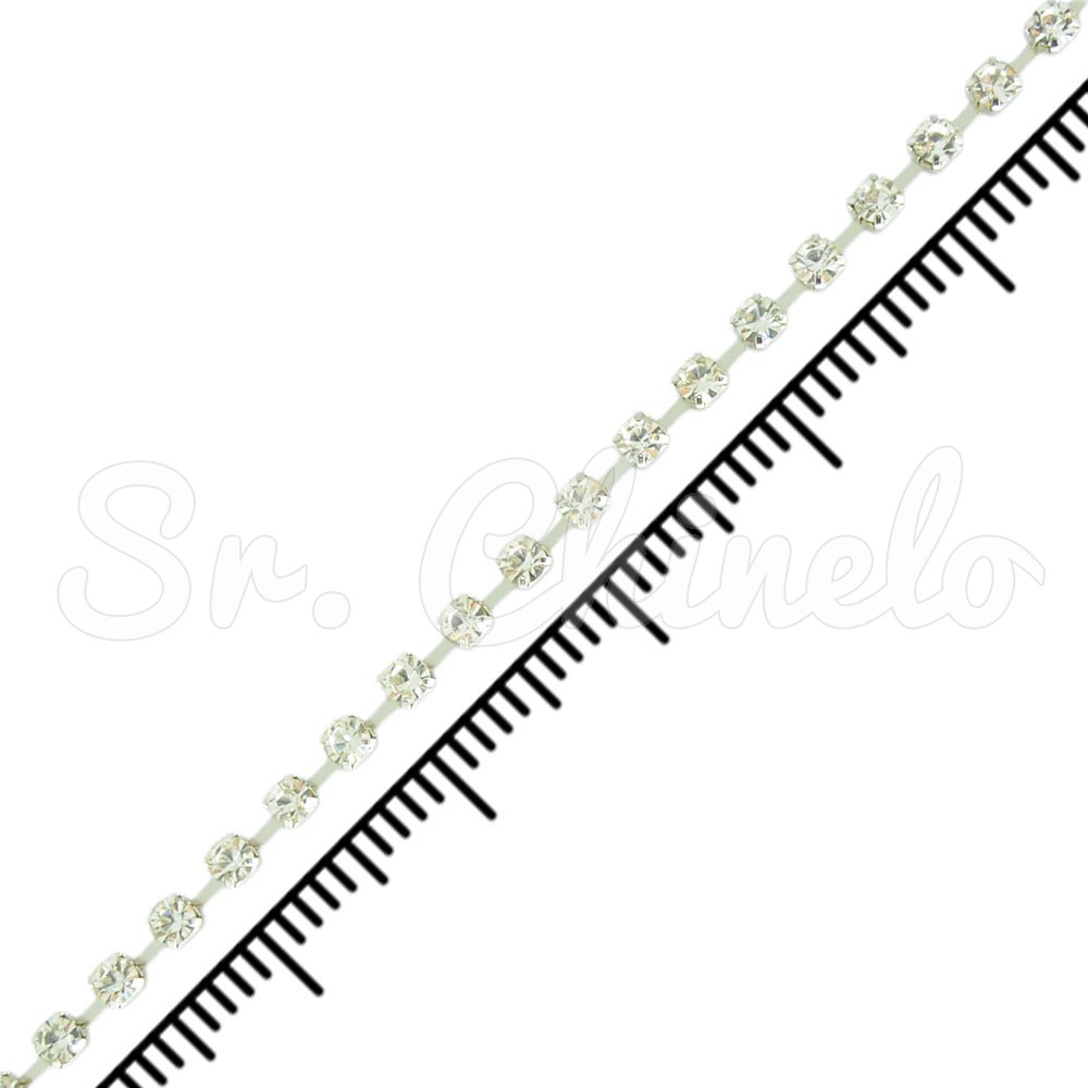 Fio de Strass, SS10, Prata, Strass Cristal