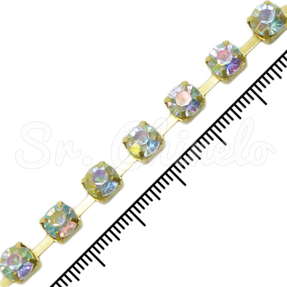 Fio de Strass, SS28, Ouro, Strass Cristal Furtacor