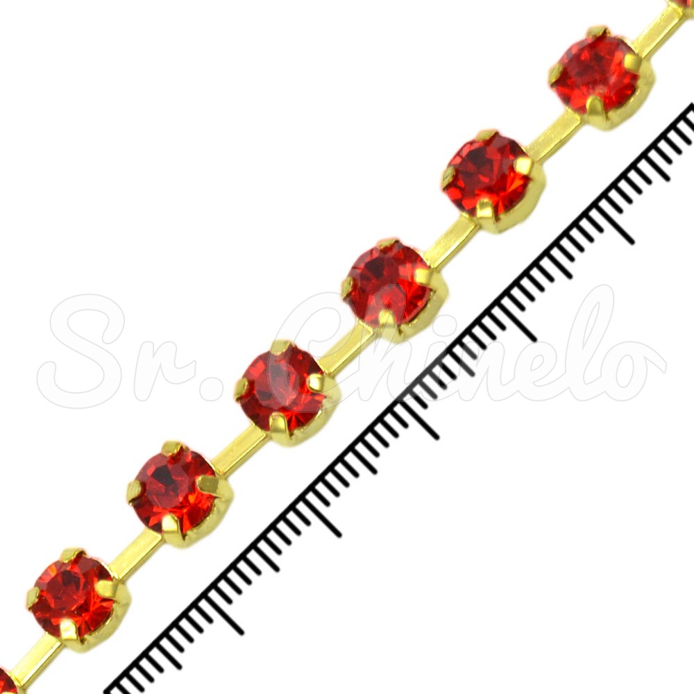 Fio de Strass, SS28, Ouro, Strass Light Siam