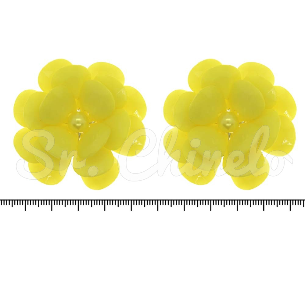 Flor de Acrílico, 5cm, Amarelo