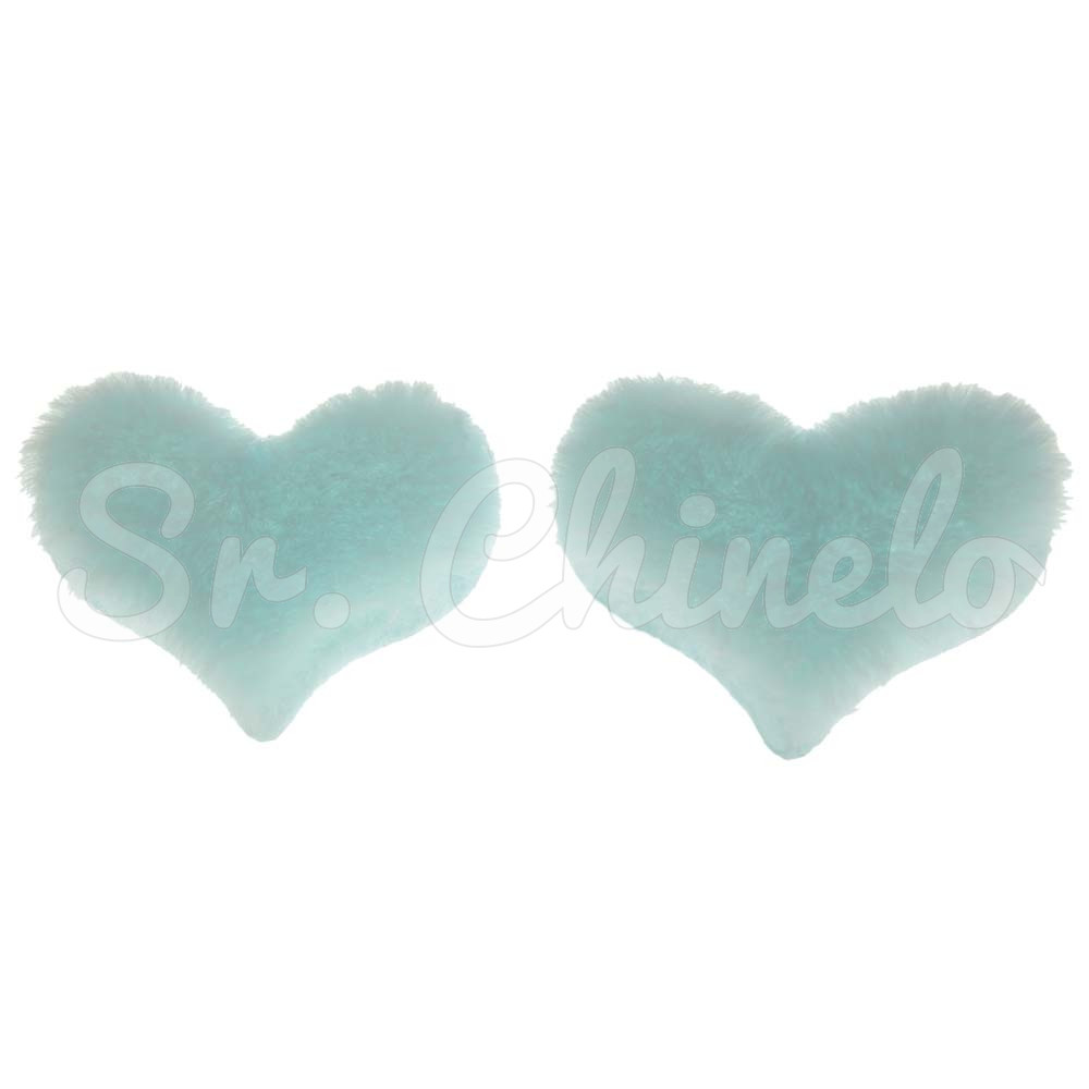 Aplique, Coração 60mm, Pelúcia, Azul Tiffany