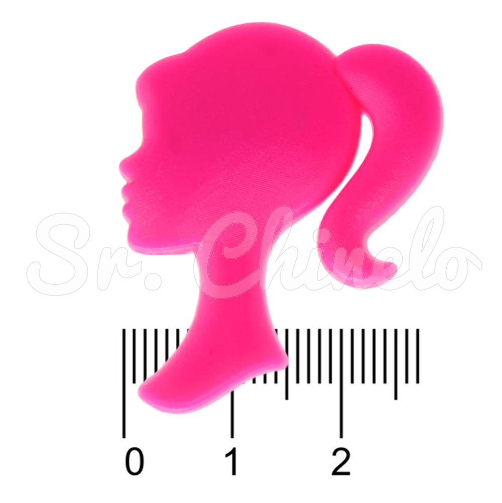 Aplique de Borracha, Perfil Barbie, Rosa