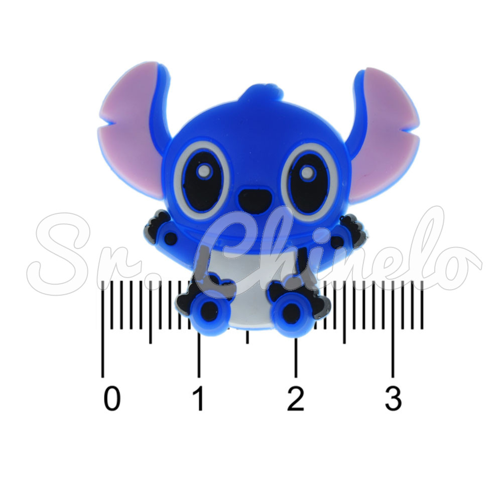 Aplique de Borracha, Personagem Stitch, Azul e Rosa