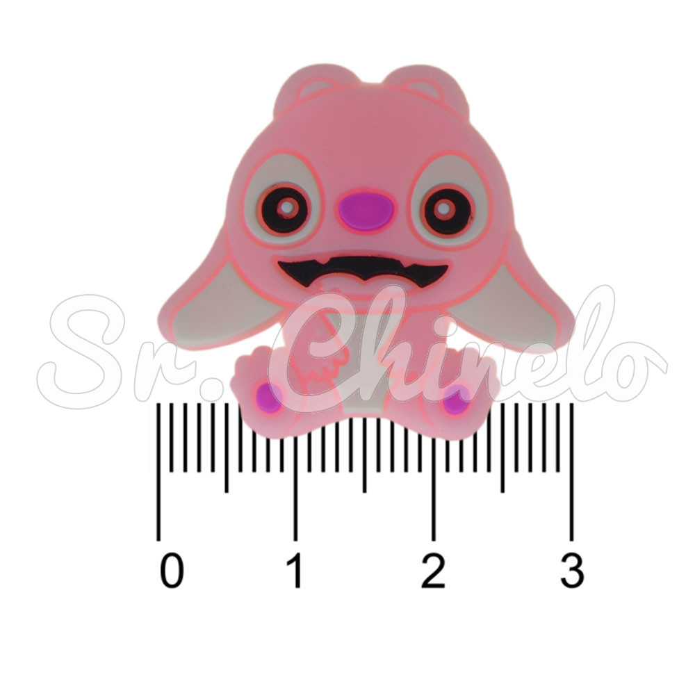 Aplique de Borracha, Personagem Stitch, Azul e Rosa