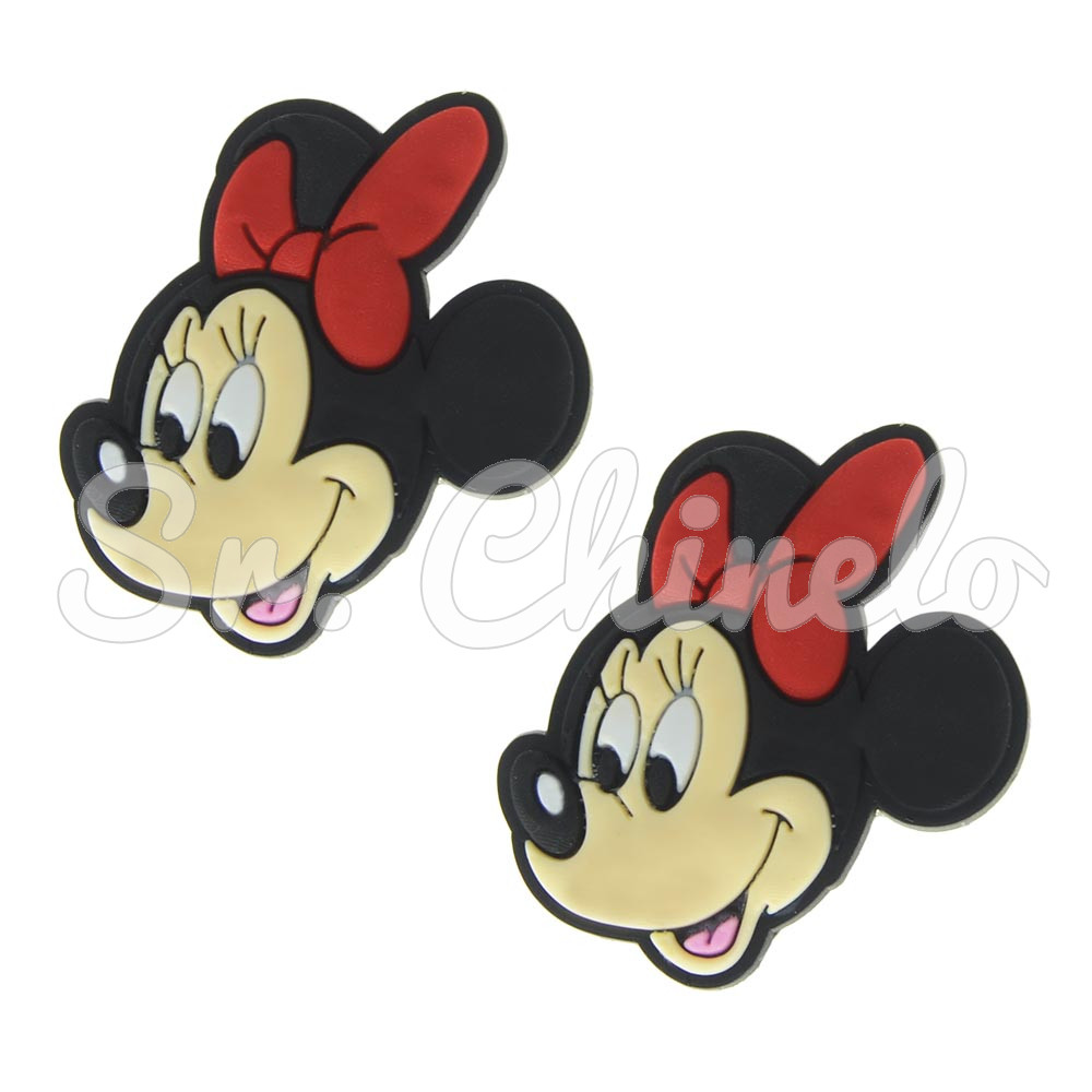 Aplique de Borracha, Minnie, Preto/Vermelho