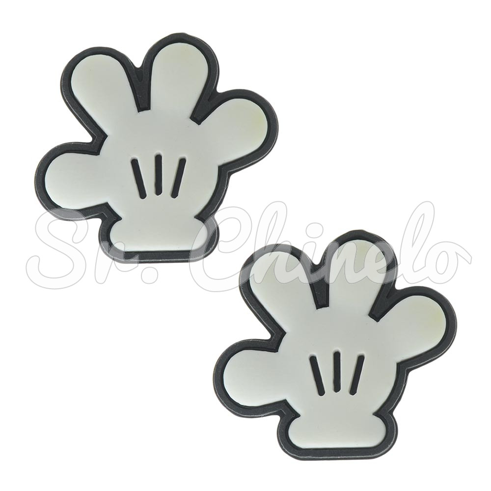 Aplique de Borracha, Luva Mickey, Preto/Branco