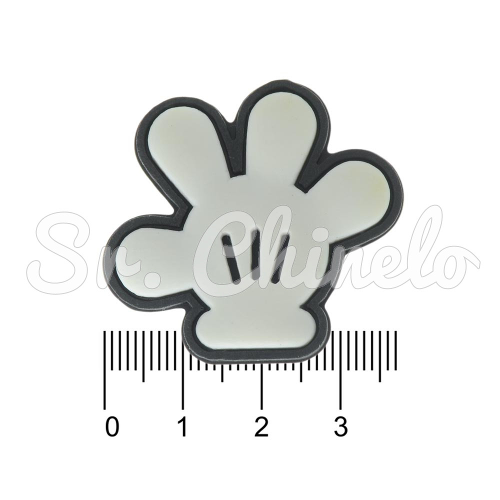 Aplique de Borracha, Luva Mickey, Preto/Branco