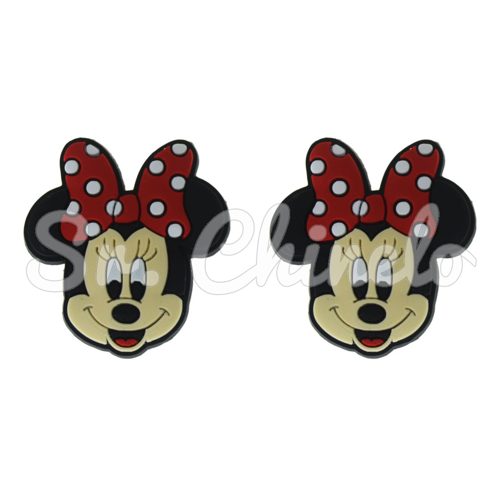 Aplique de Borracha, Personagem Minnie, Preto/Vermelho
