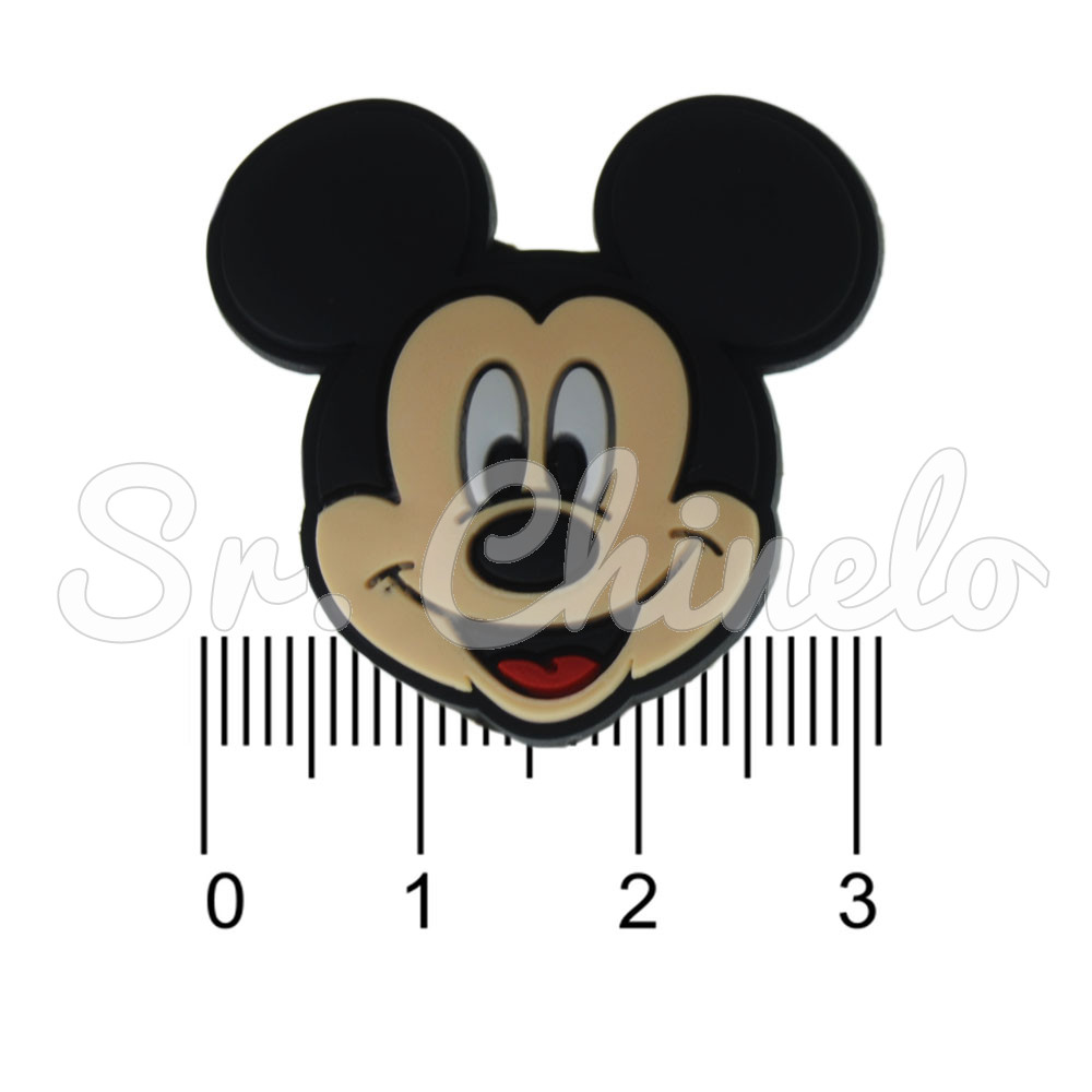 Aplique de Borracha, Personagem Mickey, Preto/Bege