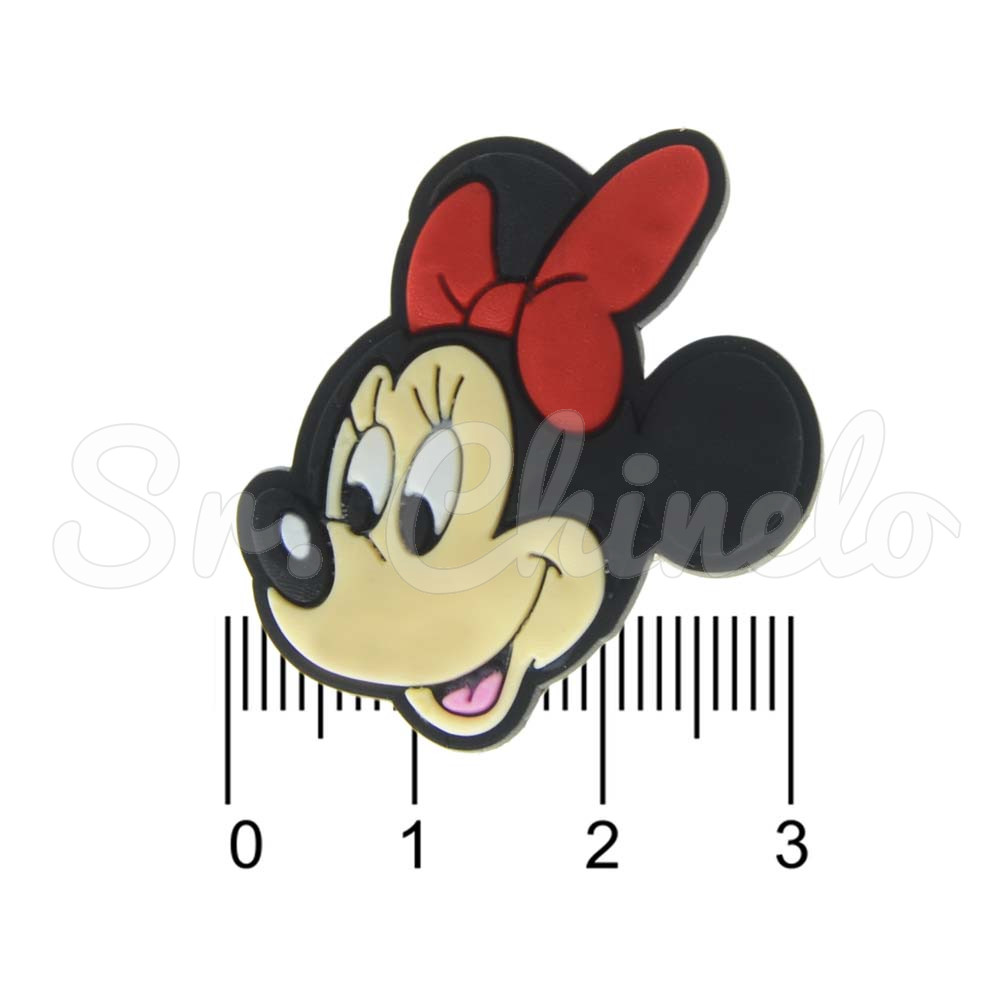 Aplique de Borracha, Minnie, Preto/Vermelho