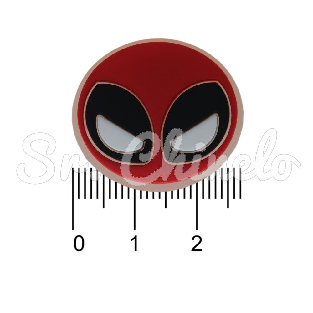 Aplique de Borracha, Super Herói, Deadpool, Vermelho/Preto/Branco