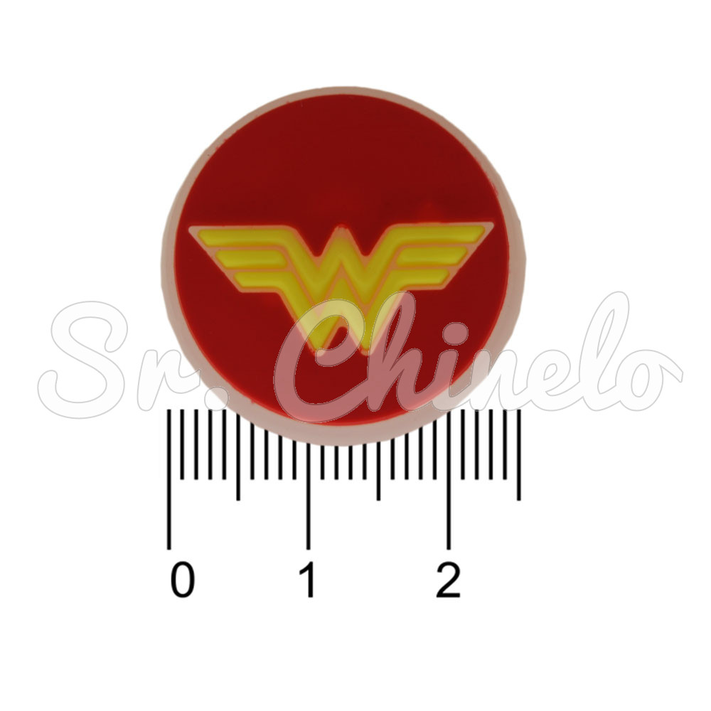 Aplique de Borracha, Super Herói, Mulher Maravilha, Vermelho/Amarelo