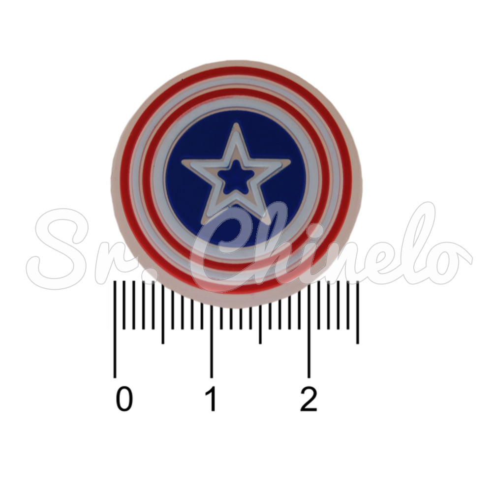 Aplique de Borracha, Super Herói, Capitão América, Azul/Branco/Vermelho