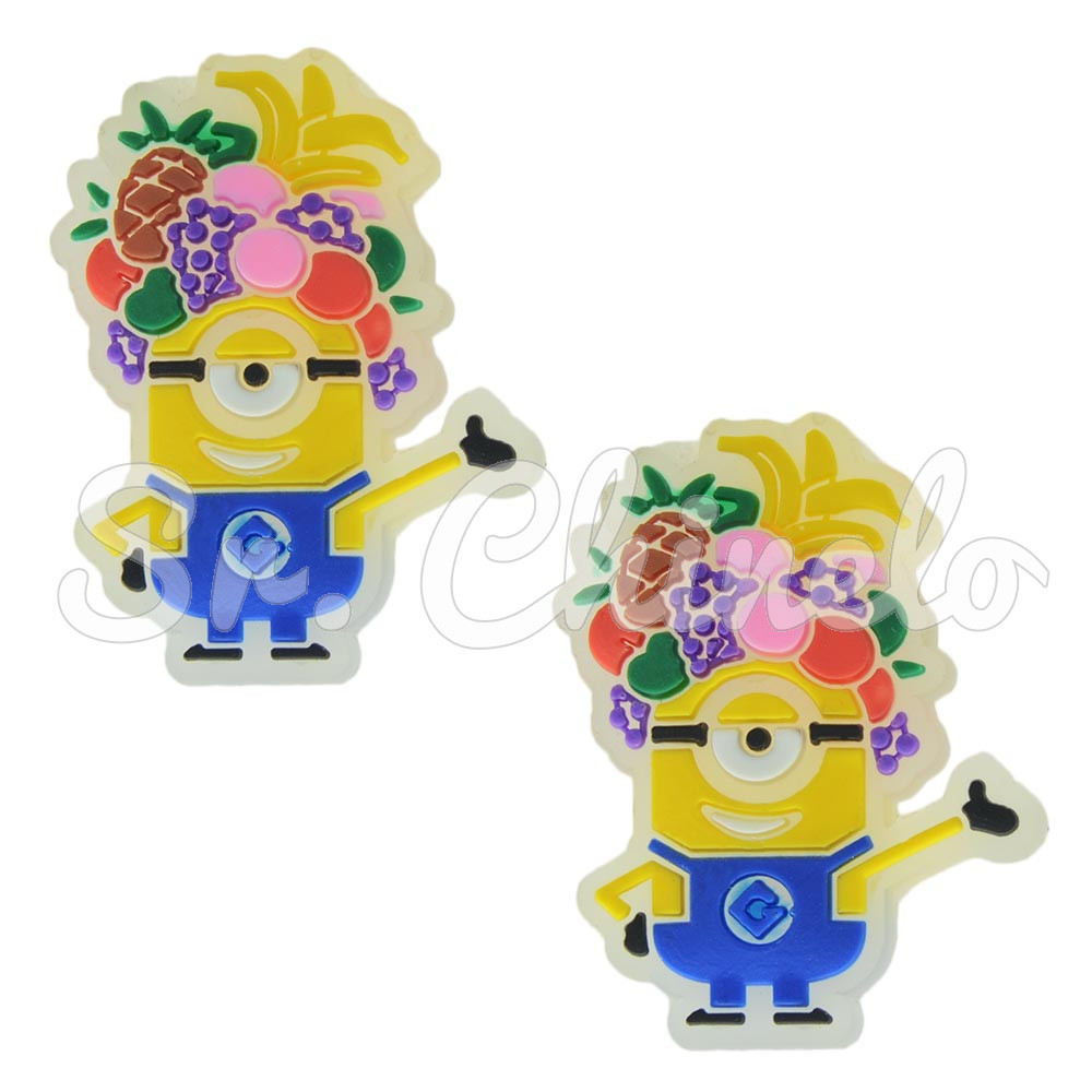 Aplique de Borracha, Minions, Frutas, Amarelo/Azul/Colorido