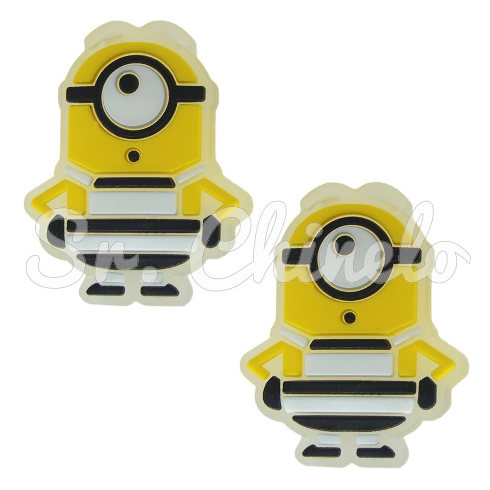 Aplique de Borracha, Minions, Prisioneiro, Amarelo/Preto/Branco