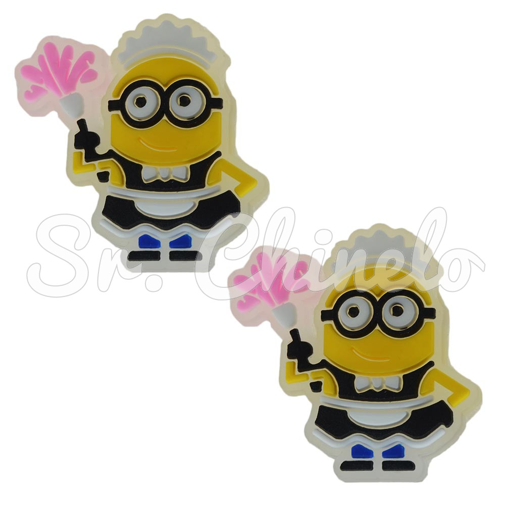 Aplique de Borracha, Minions, Faxineiro, Amarelo/Preto/Rosa