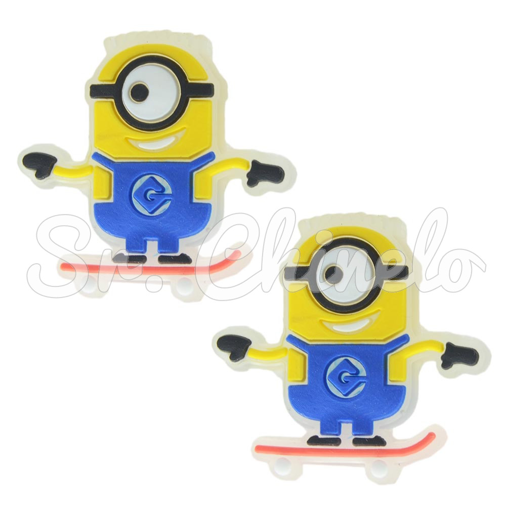 Aplique de Borracha, Minions, Skatista, Amarelo/Azul/Vermelho