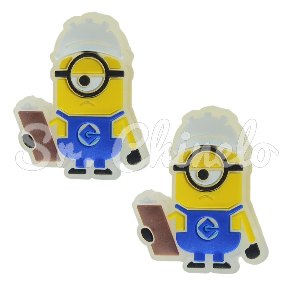Aplique de Borracha, Minions, Engenheiro, Amarelo/Azul/Marrom