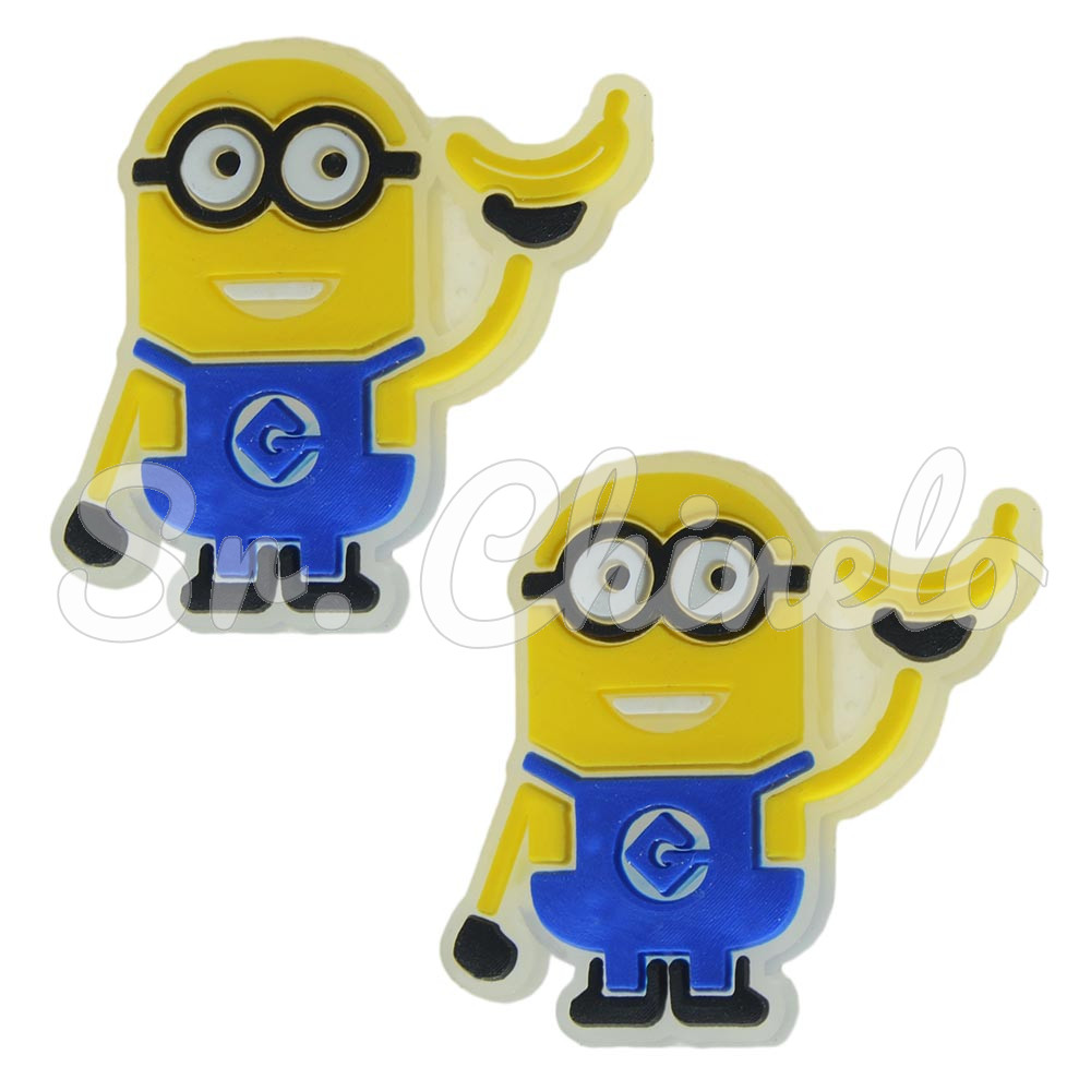 Aplique de Borracha, Minions, Banana, Amarelo/Azul