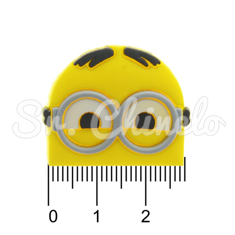 Aplique de Borracha, Minions, Rosto com Dois Olhos, Amarelo