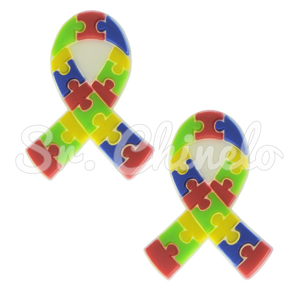 Aplique de Borracha, Autismo Quebra-Cabeça, Laço