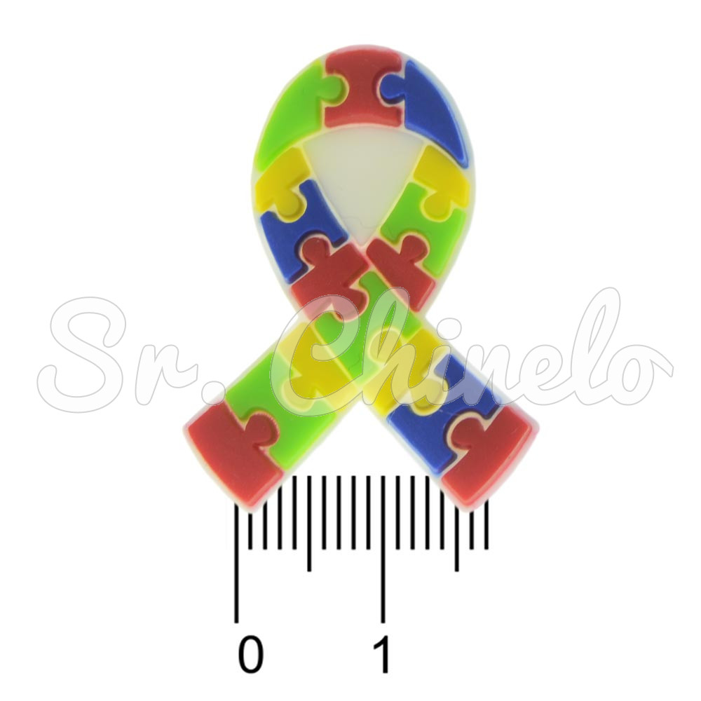 Aplique de Borracha, Autismo Quebra-Cabeça, Laço