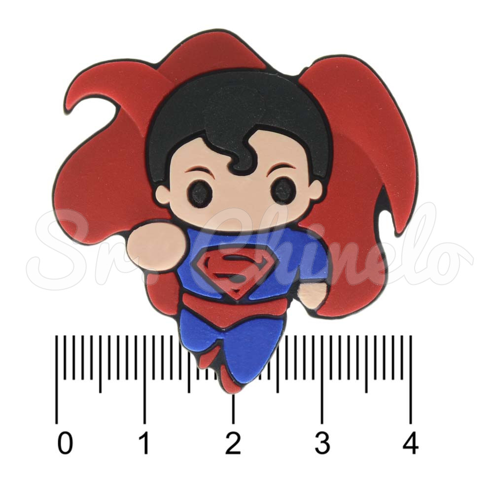 Aplique de Borracha, Super Homem, Vermelho/Azul