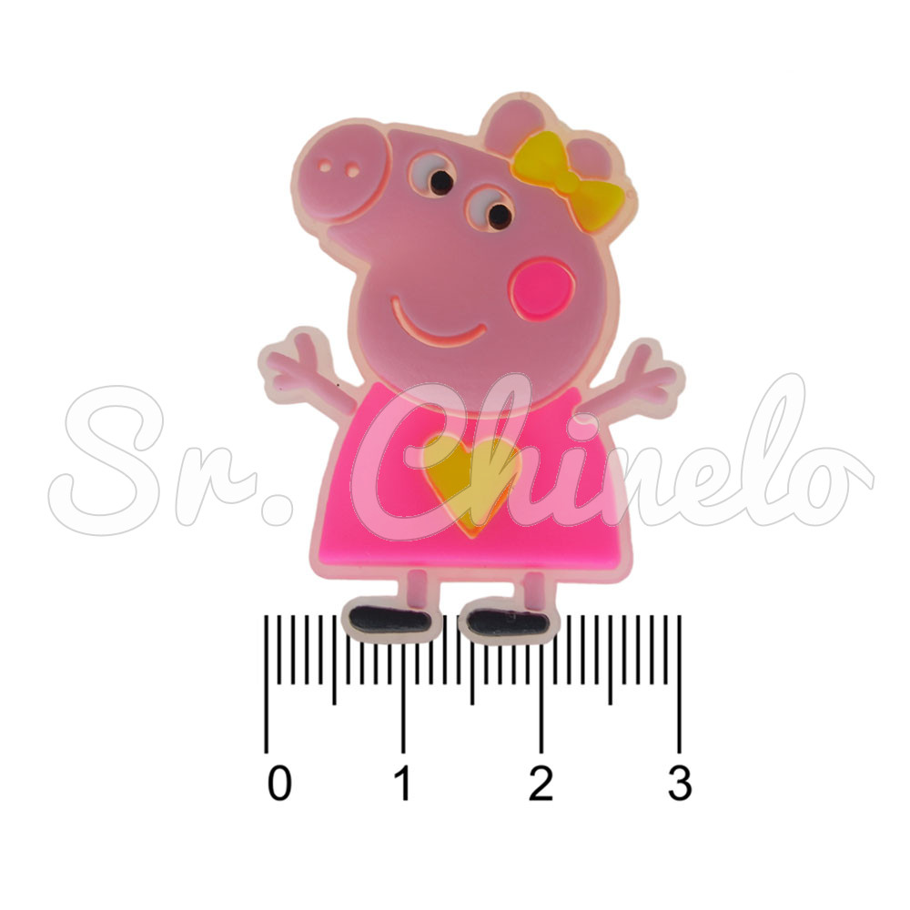 Aplique de Borracha, Personagem Peppa Pig, Rosa