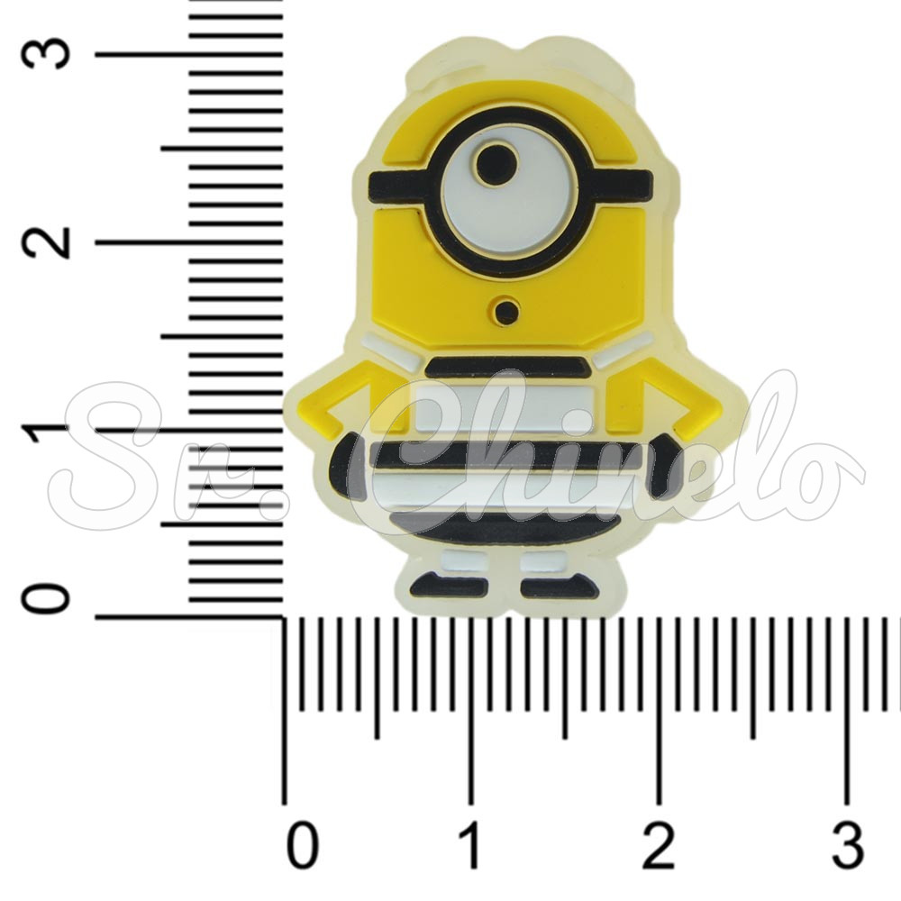 Aplique de Borracha, Minions, Prisioneiro, Amarelo/Preto/Branco
