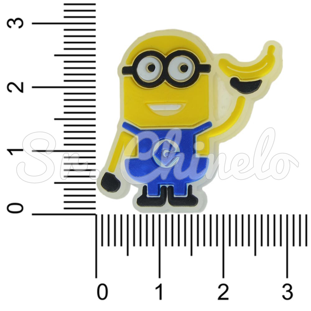 Aplique de Borracha, Minions, Banana, Amarelo/Azul