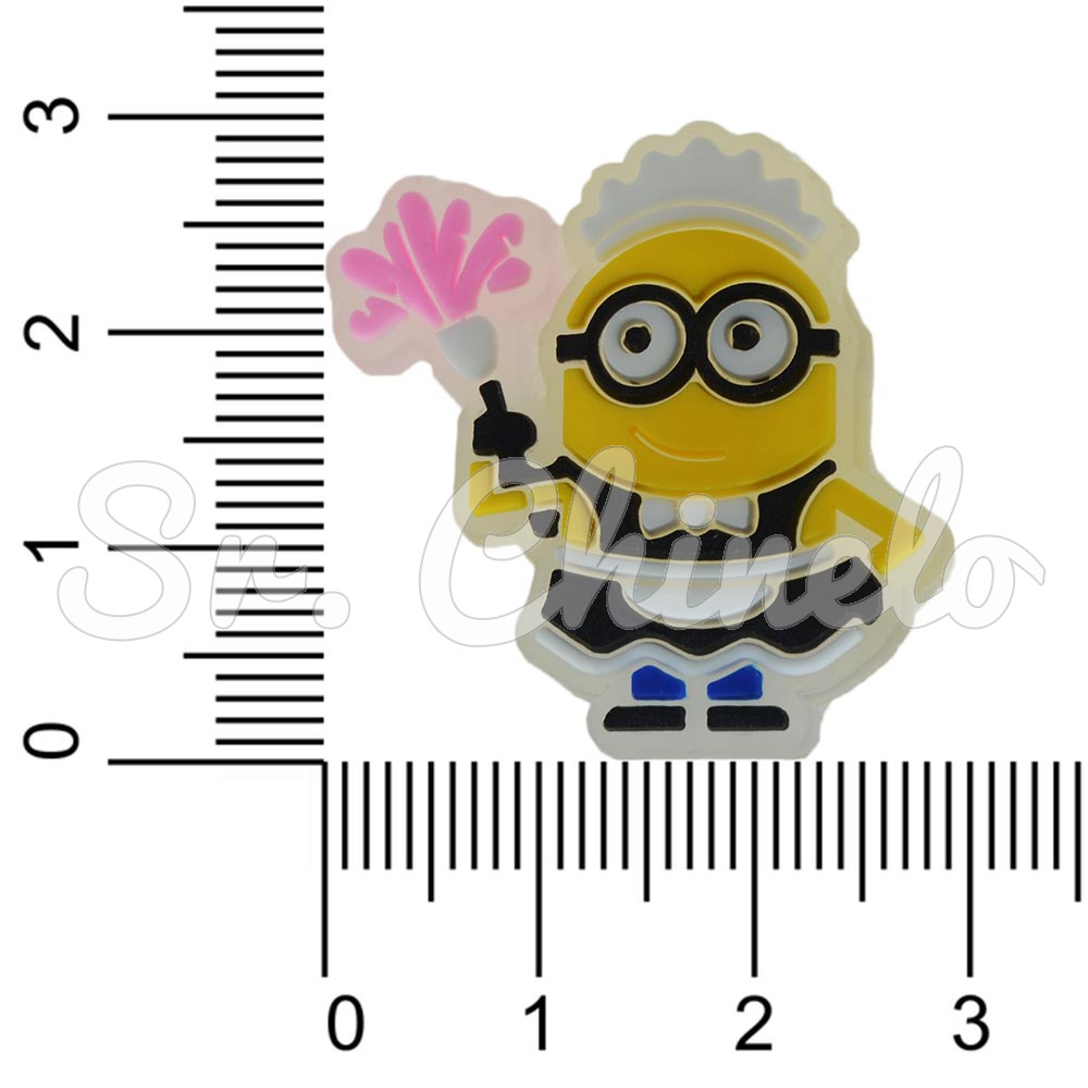Aplique de Borracha, Minions, Faxineiro, Amarelo/Preto/Rosa