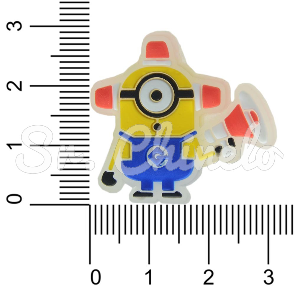 Aplique de Borracha, Minions, Megafone, Amarelo/Azul/Vermelho