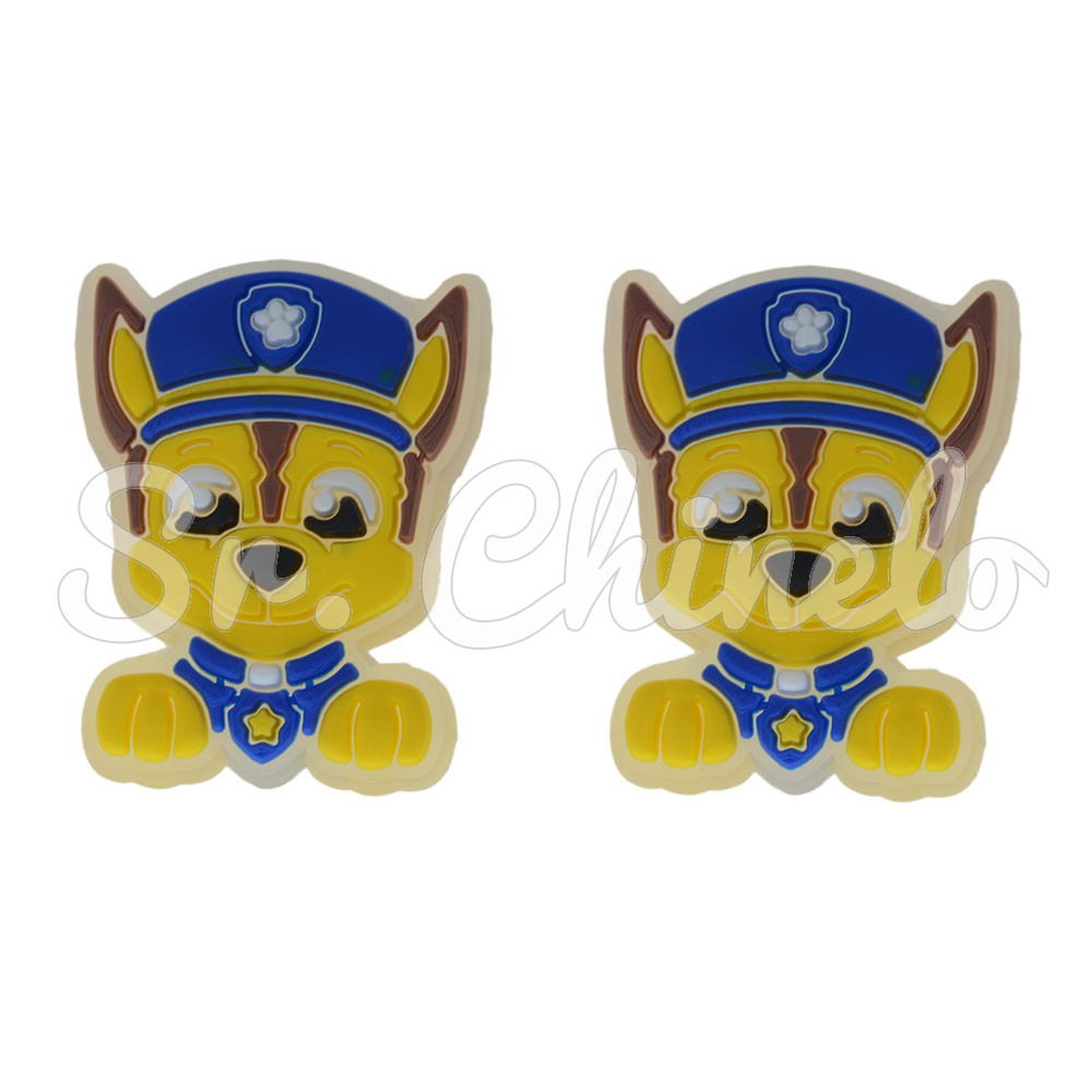 Aplique de Borracha, Patrulha Canina, Chase, Amarelo/Azul