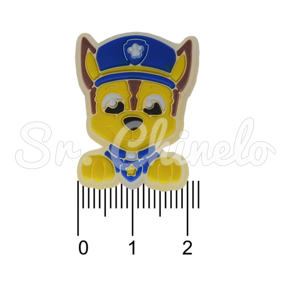 Aplique de Borracha, Patrulha Canina, Chase, Amarelo/Azul