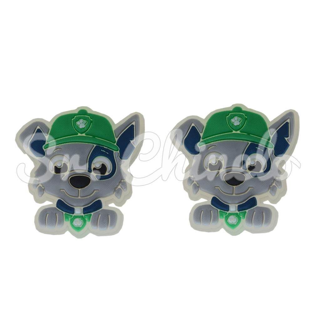 Aplique de Borracha, Patrulha Canina, Rocky, Cinza/Verde