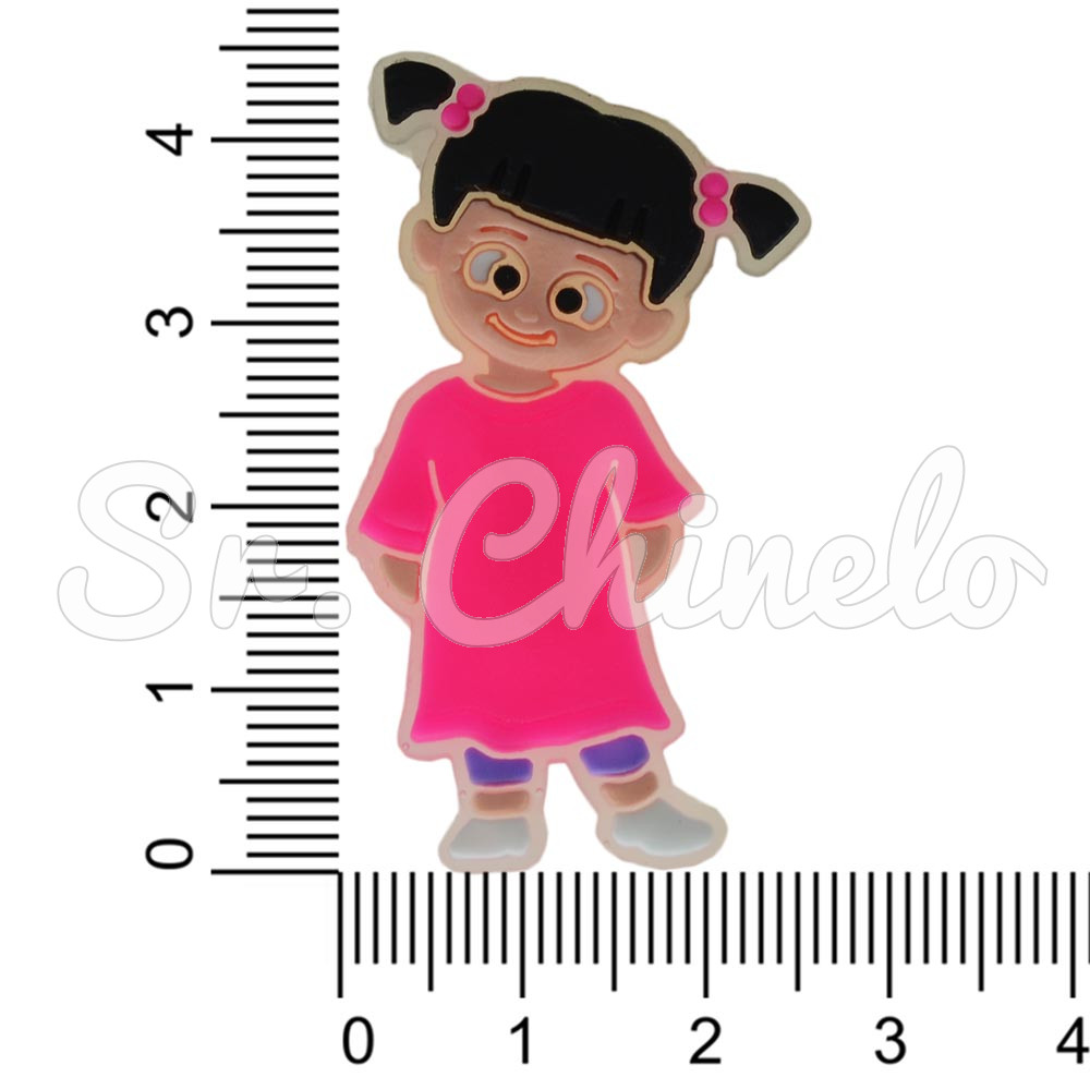 Aplique de Borracha, Monstros S A, Menina Boo, Rosa/Preto