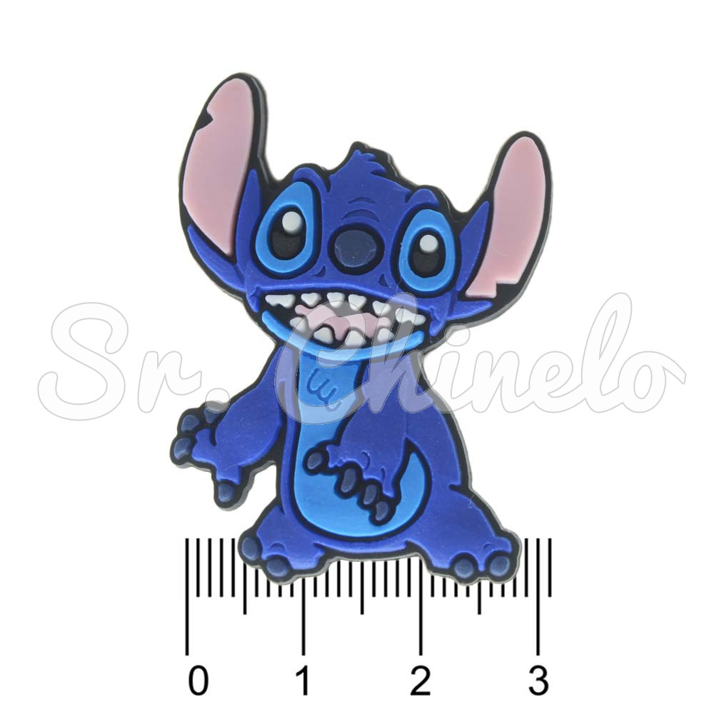 Aplique de Borracha, Stitch, Azul/Rosa