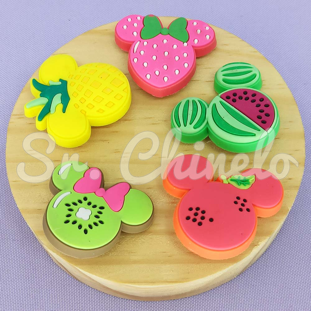 Kit Apliques Minnie e Frutas para Babuche – 5 Unidades