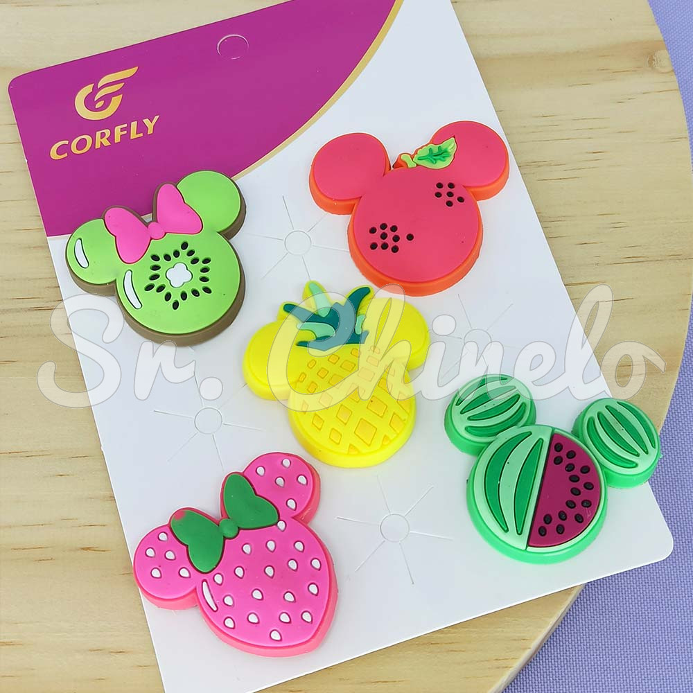 Kit Apliques Minnie e Frutas para Babuche – 5 Unidades