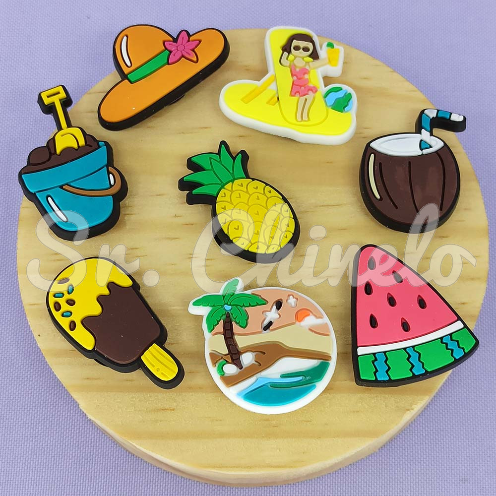 Kit Apliques Verão para Babuche – 8 Unidades em Borracha
