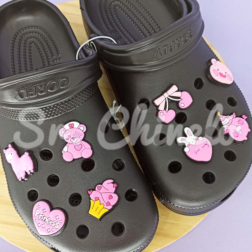 Kit Apliques Princesa Kawaii Rosa para Babuche – 8 Unidades