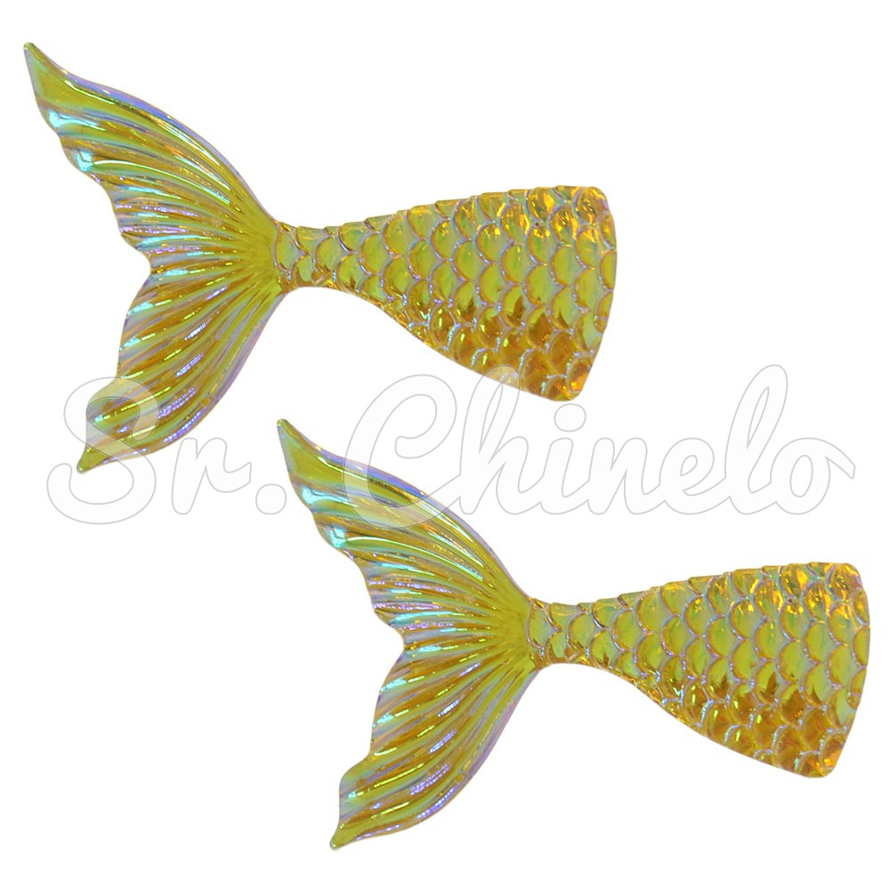 Aplique, Cauda de Sereia, Resina, Amarelo