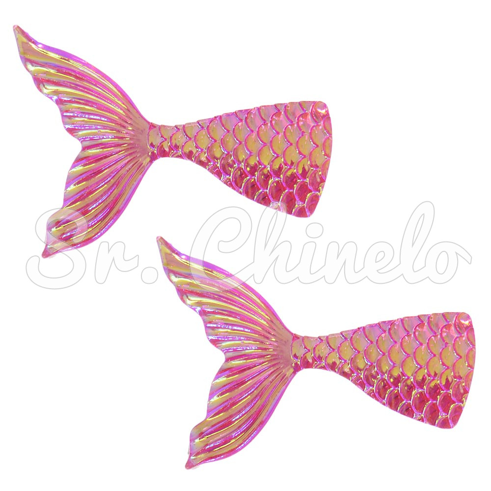 Aplique, Cauda de Sereia, Resina, Rosa