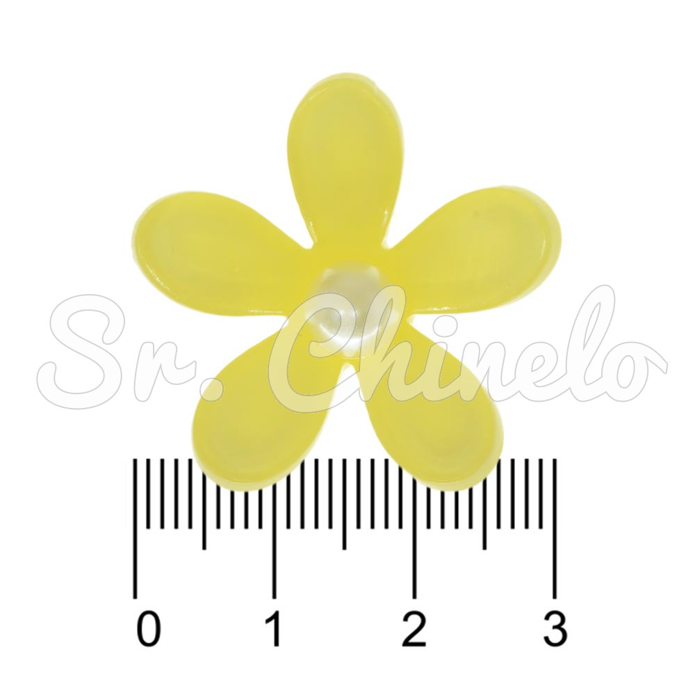 Aplique, Margarida 30mm com Pérola, Acrílico, Amarelo