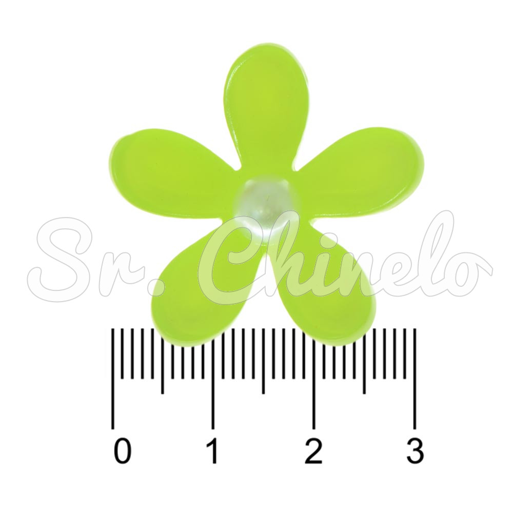 Aplique, Margarida 30mm com Pérola, Acrílico, Verde Neon